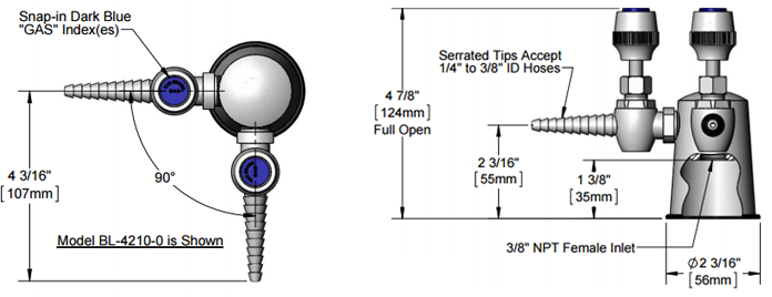 T&S Brass (BL-4210-01) Lab Turret, Tapered w/ (1) Needle Hosecock additional product graphic