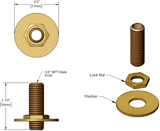 T&S Brass (BL-5500-07) Panel Supply Nipple w/ Lock Nut & Washer additional product graphic