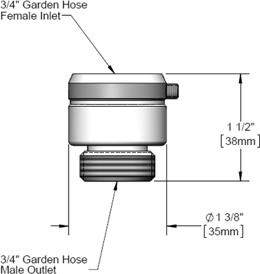 T&S Brass (BL-5550-10) Vacuum Breaker, 3/4in Garden Hose Inlet & Outlet, Atmospheric, Non-Continuous Pressure additional product graphic