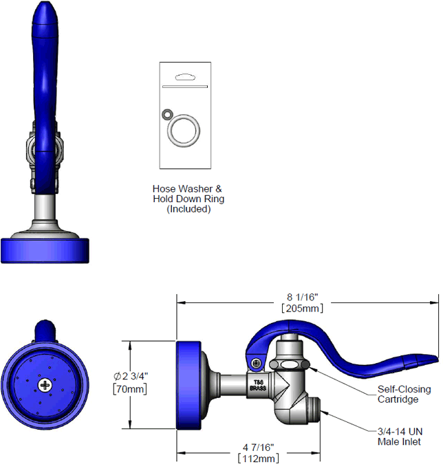 T&S Brass (EB-0107) Blue Spray Valve w/ High-Flow Spray Face additional product graphic
