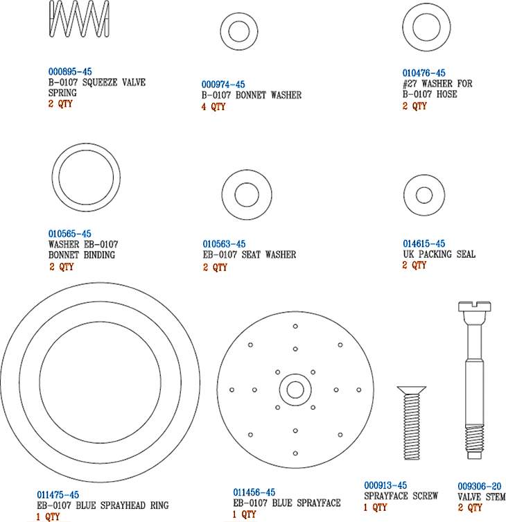 T&S Brass (EB-10K) Spray Valve Parts Kit For EB-0107 (Blue) additional product graphic