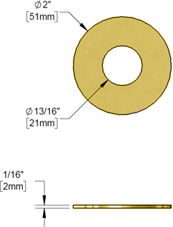 T&S Brass (000998-45) Brass Washer, 2in OD x 13/16in ID x 3/32in Thick additional product graphic