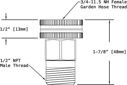 T&S Brass (003105-40) Adapter, 3/4 GH (Garden Hose) Female x 1/2 NPT Male additional product graphic