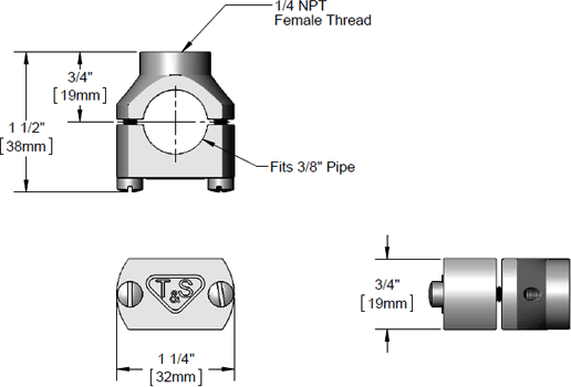 T&S Brass (009162-40) Wall Bracket Clamp Assembly, Polish Chrome Plate additional product graphic