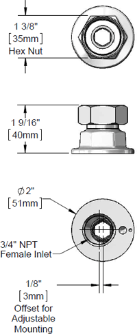 T&S Brass (00BB) 3/4in NPT Female Eccentric Flanged Inlet additional product graphic