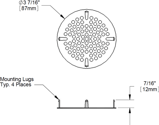 T&S Brass (010386-45) Stainless Steel Flat Strainer for 3-1/2in Waste Drain Valves additional product graphic