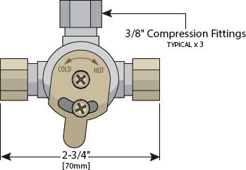 T&S Brass (013130-45) Mechanical Mixing Valve For inOld-Stylein Electronic Faucets, 3/8in Compression Fittings additional product graphic