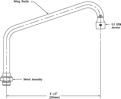 T&S Brass (015499-40) B-2347-09 Swivel Nozzle Assembly w/ B-0199-01 Aerator additional product graphic