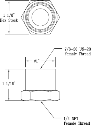 T&S Brass (016145-25) Adapter: 7/8-20 Female Thread x 1/4in NPT Female Thread additional product graphic
