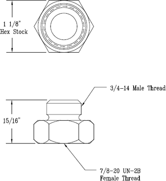 T&S Brass (016194-25) Adapter: 7/8-20 Female Thread x 3/4-14 Male Thread additional product graphic