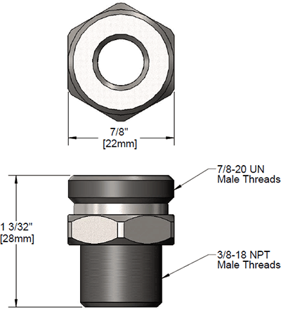 T&S Brass (017960-25) 3/8in NPT Male x 7/8-20 UN Male Adapter (Chrome Plated) additional product graphic