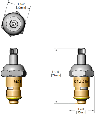 T&S Brass (088A) Ceramic Cartridge w/ Check Valves for Non-Escutcheon Models (RTC) additional product graphic