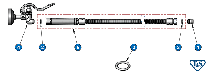 T&S Brass (B-0100) Spray Valve (B-0107) w/ 44in Flexible Stainless Steel Hose (B-0044-H) additional product graphic