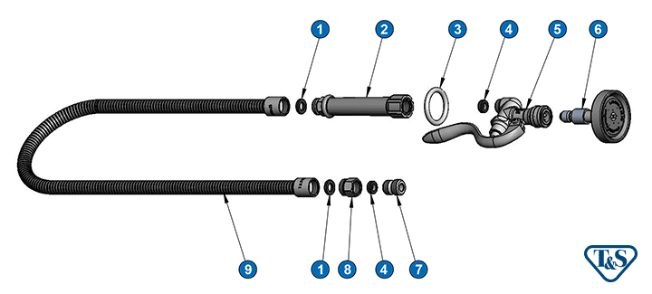 T&S Brass (B-1410) Spray Assembly, 3' Stainless Steel Hose w/ Quick Disconnect Spray Valve additional product graphic