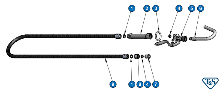 T&S Brass (B-1413) Pot & Kettle Filler, Quick-Connect Hook Nozzle, Flexible Stainless Steel Hose additional product graphic