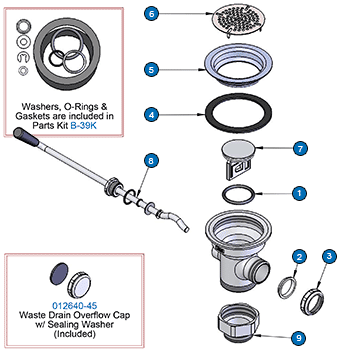 T&S Brass (B-3950) Waste Drain Valve, Twist Handle, 3-1/2in x 2in & 1-1/2in Adapter additional product graphic