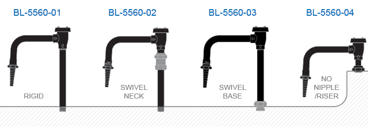 T&S Brass (BL-5560-01) Rigid Gooseneck, Vacuum Breaker, Serrated Tip, 3/8in NPT Inlet additional product graphic