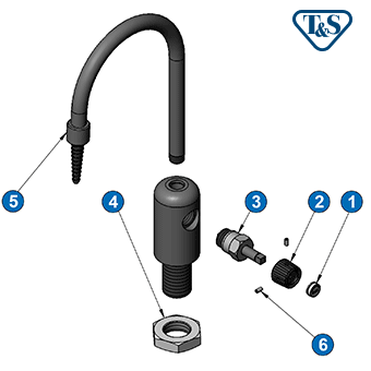 T&S Brass (BL-9505-01) Lab Faucet, Single Control, Grey PVC, Rigid Gooseneck, Serrated Tip, 3/8in NPT Female Inlet, Deck Mounted additional product graphic
