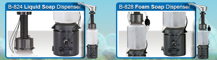 Detail image for Bobrick B-824 Bulk Liquid Soap Dispenser and B-828 Bulk Foam Hand Soap Dispenser