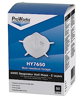 ProWorks KN95 Respirator Half Mask (HY7650) - Case of 500