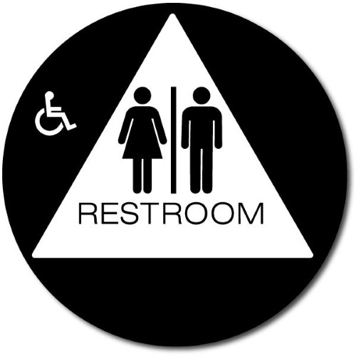 Ada Restroom Signs Ep5326bw California Unisex Accessible Restroom Door Sign Black Circle With